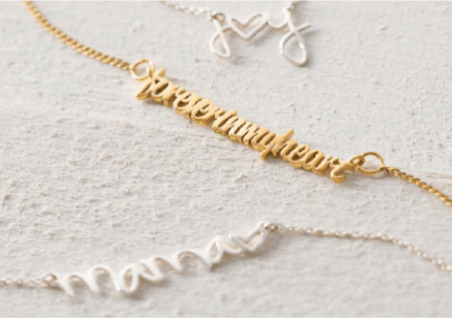 Personalized Customized Wedding Jewelry Necklace Forever Heart Gold